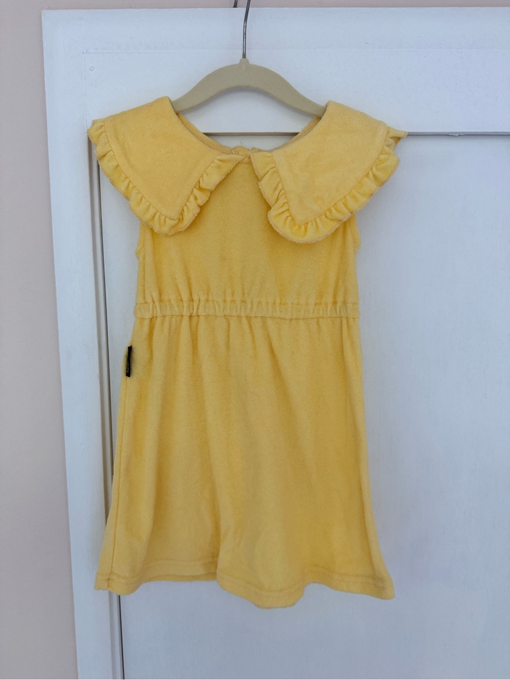 Tiny Tribe Yellow Terry Cloth Ruffle Collar Dress